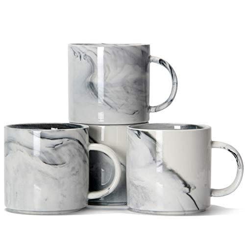 11) Smilatte 12-Ounce Marble Ceramic Mugs (Set of 4)
