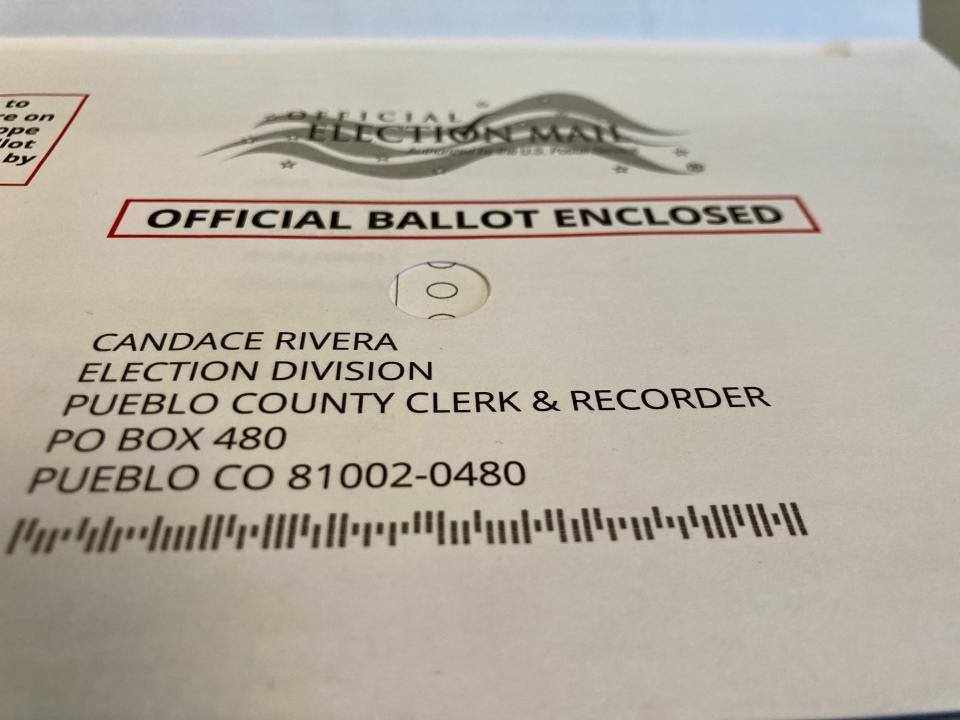 The ballot return envelope for the November 2023 election includes a hole in the middle that could reveal how someone voted.