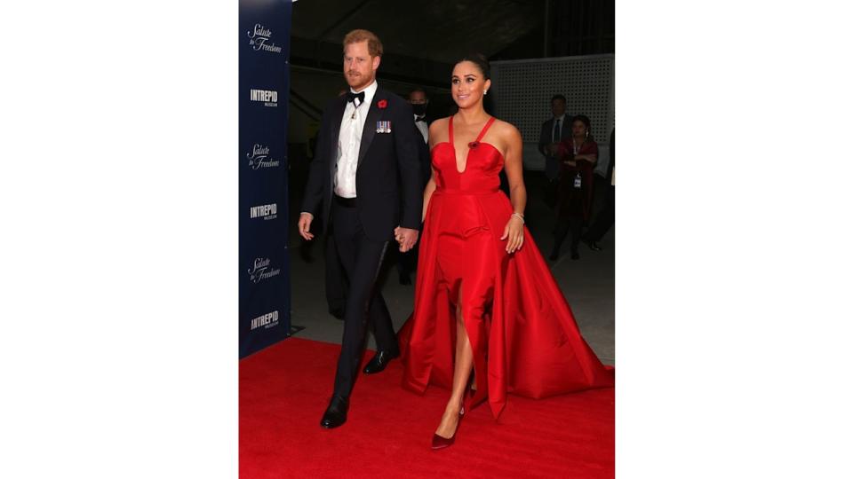 couple on red carpet at gala 