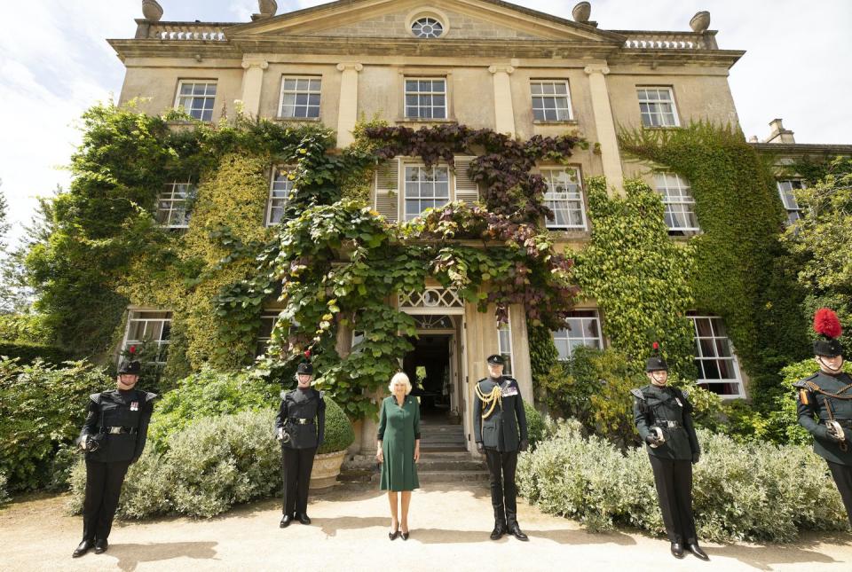 camilla, the former duchess of cornwall, outside highgrove house during the transfer of colonel in chief of the rifles july 2020
