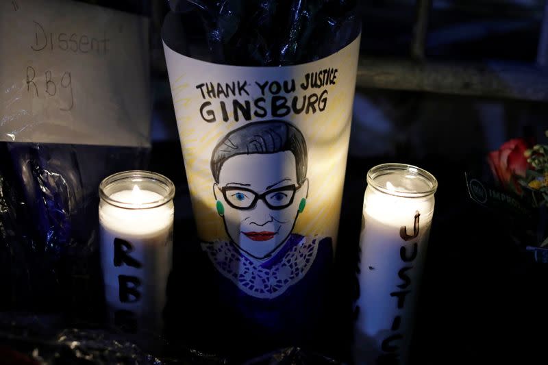 People gather for a vigil following the death of Supreme Court Justice Ruth Bader Ginsburg in Washington