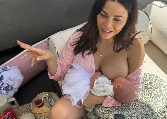 <p>jenna Dewan/Instagram</p> Jenna Dewan breastfeeds her newborn daughter Rhiannon