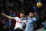 Britain Soccer Football - Tottenham Hotspur v Stoke City - Premier League - White Hart Lane - 26/2/17 Tottenham's Ben Davies in action with Stoke City's Phil Bardsley Action Images via Reuters / Peter Cziborra Livepic