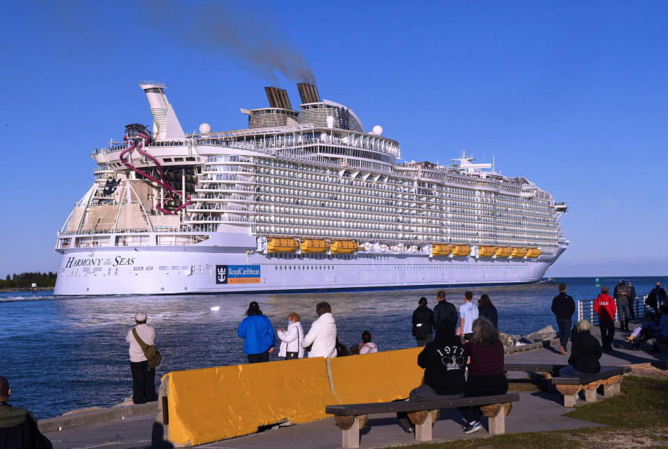 Royal Caribbean's Harmony of the Seas cruise ship departs from Port Canaveral, Florida, in January 2022.