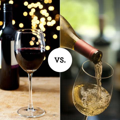 In terms of calories, white and red wines are quite similar: White wine contains about 121 calories per 5 oz, and the same amount of red is about 125 calories, say Lakatos and Shames.&nbsp;Red wine has the advantage, though, as it contains heart-healthy and disease-fighting resveratrol, a compound that <a href="http://www.sciencedaily.com/releases/2012/06/120619225941.htm">recent&nbsp;research</a> has also indicated can help improve endurance training and even mimic the effects of exercise.    <p>Another tip to keep in mind: "Look for European wines from regions like Italy, France, and Germany," Puckette says. "These countries tend to have stricter laws and regulations on alcohol content inwines than America, so European wines tend to be lower in alcohol and, hence, calories."</p>