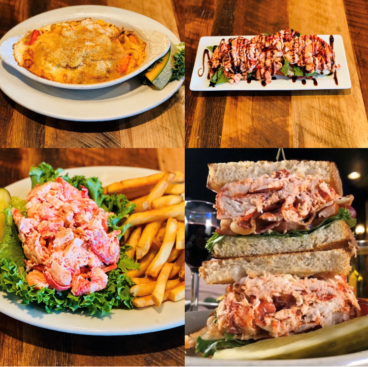 Left to right, Lobster mac and cheese, lobster caprese, lobster roll and lobster club sandwich are just some of the seafood dishes at Maguires Bar & Grill, 503 Foundry St., North Easton.