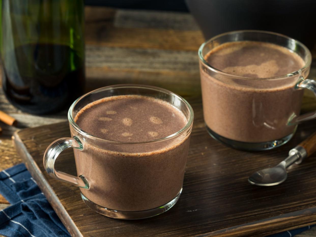 Warm Spiked Red Wine Hot Chocolate in a Mug