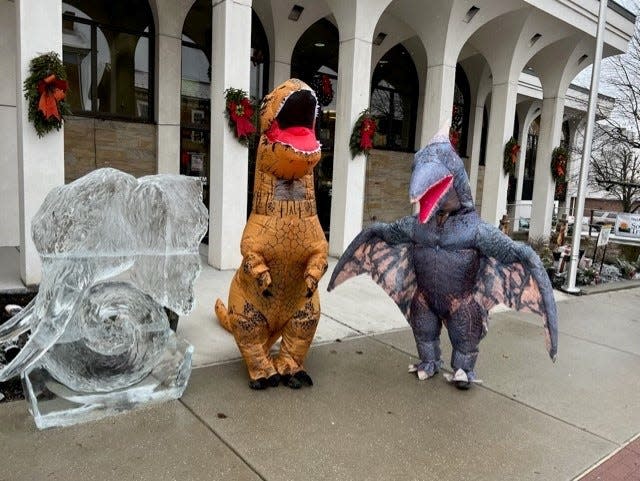 Met Rexi (t-rex) and Pete (Pterodactyl) of Somerset Trust during the Fire and Ice Festival with the theme, Jurassic Somerset.