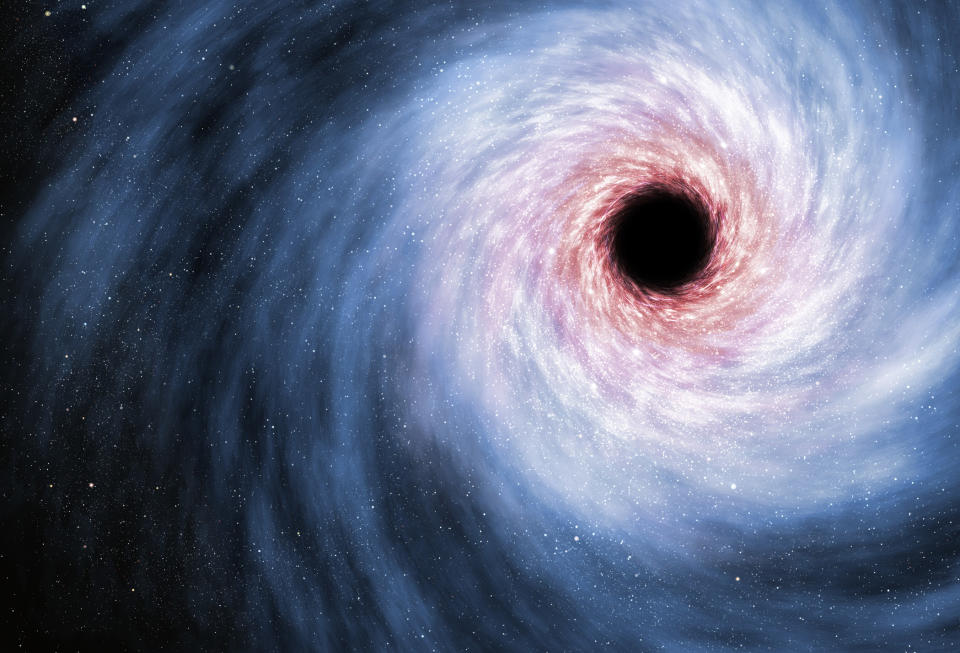 A computer rendering of a black hole