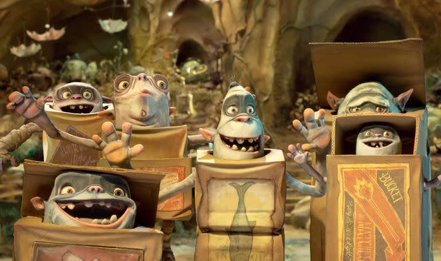 <p>Focus Features/courtesy Everett Collection</p> Shoe, Knickers, Fish, Wheels, and Bucket of 'The Boxtrolls'