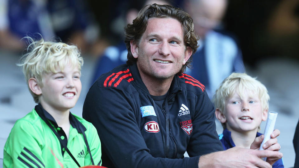 Seen here, James Hird with his sons Tom and Alex in 2002. 