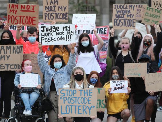 Protests by school students across Scotland, here seen in Glasgow, led to the SQA scrapping its downgrading system and an apology from Nicola Sturgeon (PA)