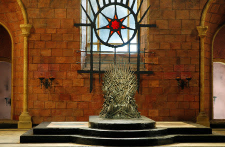 FILE PHOTO: The Iron Throne is seen on the set of the television series Game of Thrones in the Titanic Quarter of Belfast, Northern Ireland, Picture taken June 24, 2014. REUTERS/Phil Noble/File photo