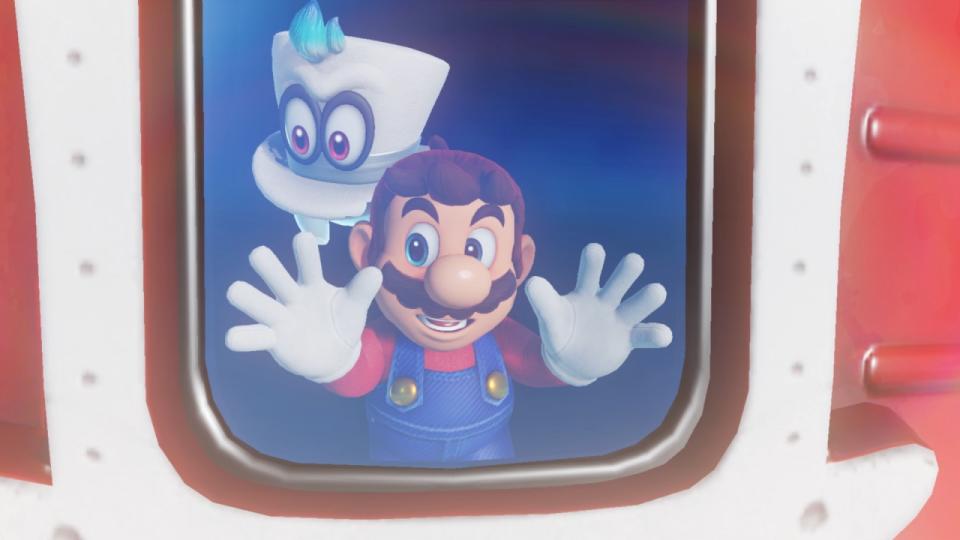 Mario and Cappy aboard the Odyssey.