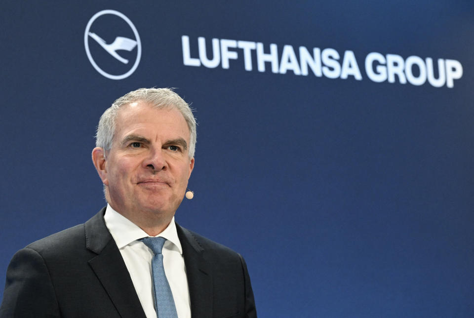 Carsten Spohr, le PDG du groupe Lufthansa (Photo by Kirill KUDRYAVTSEV / AFP)