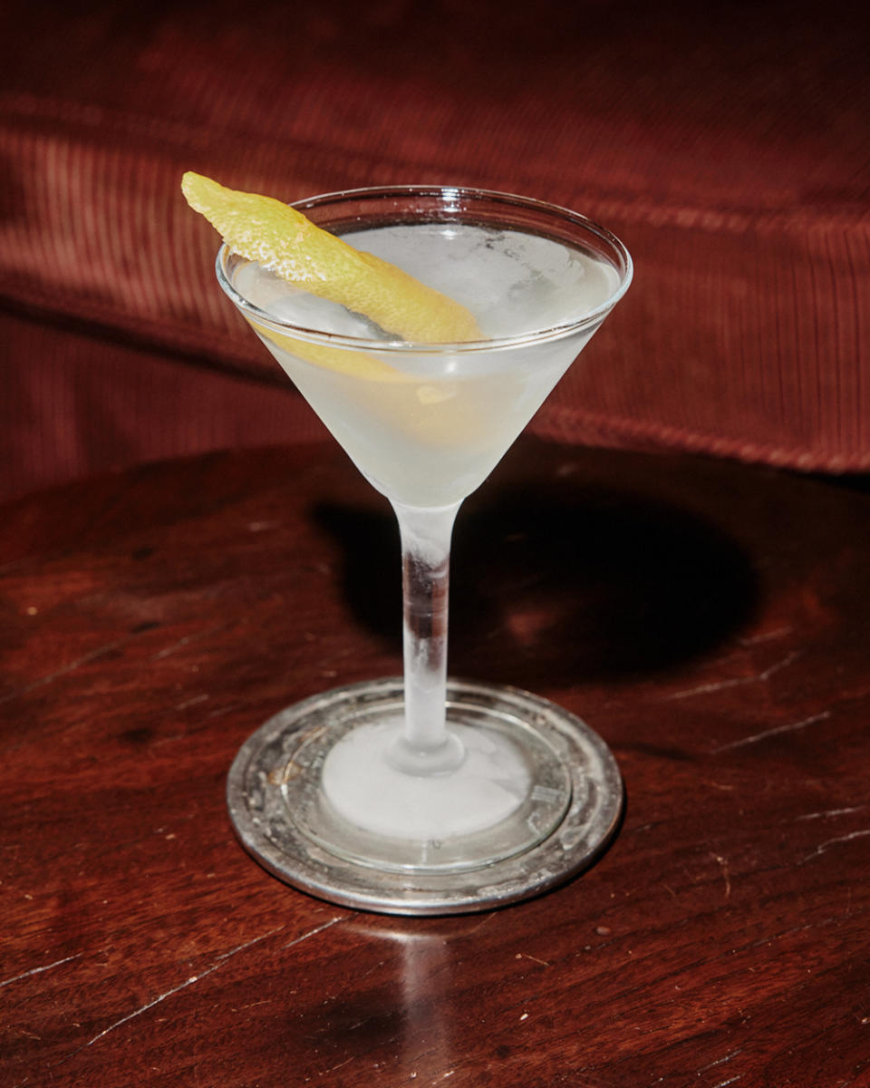 His own martini, made with his own gin