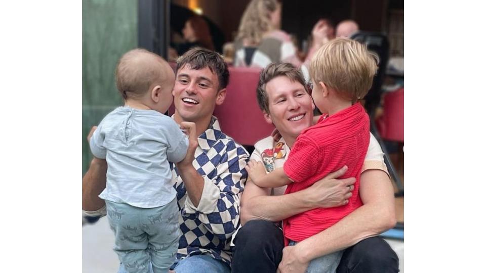 Tom Daley and Dustin Lance Black with their sons