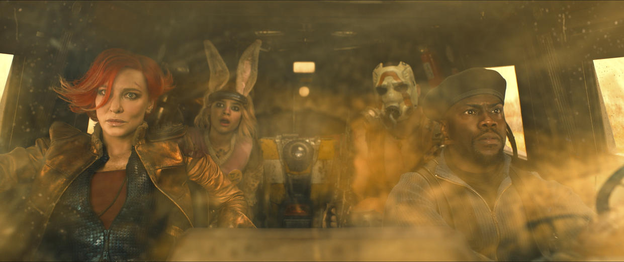 Kevin Hart, Jamie Lee Curtis, Ariana Greenblatt, Florian Munteanu and Cate Blanchett in Borderlands