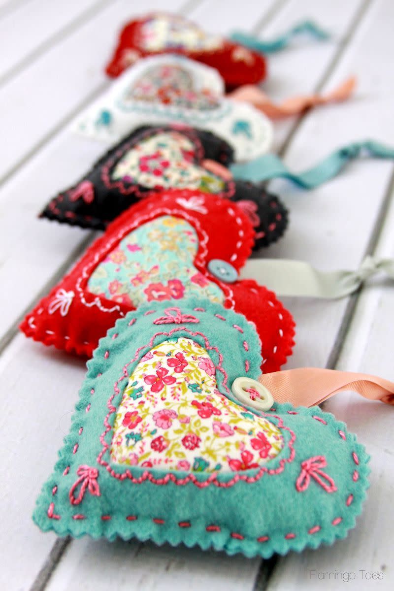 fabric hearts valentines day decor