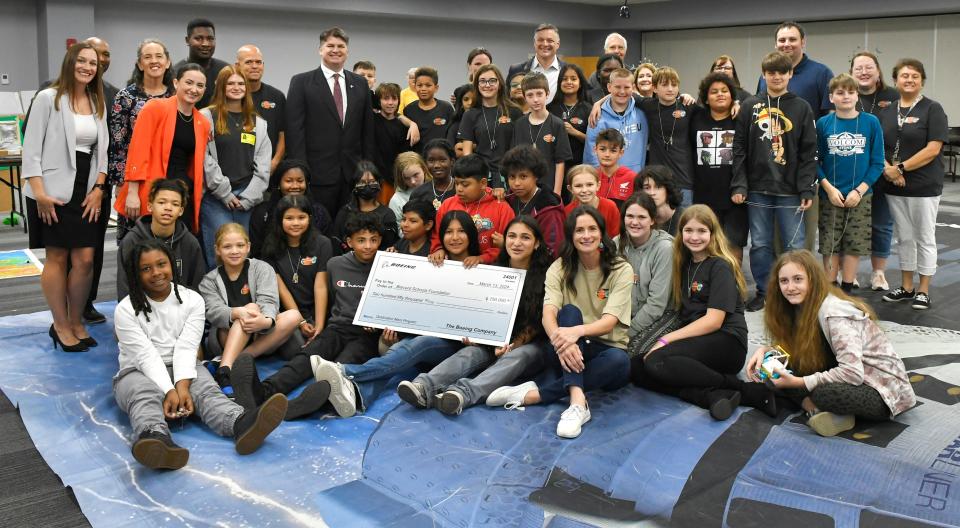 Boeing donated $250,000 to the Brevard Schools Foundation for this program which teaches students in fifth and sixth grades STEM skills.