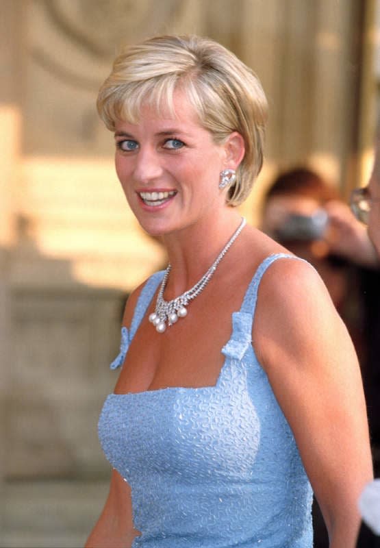 Diana de Gales con la gargantilla de diamantes y perlas de los mares del sur
