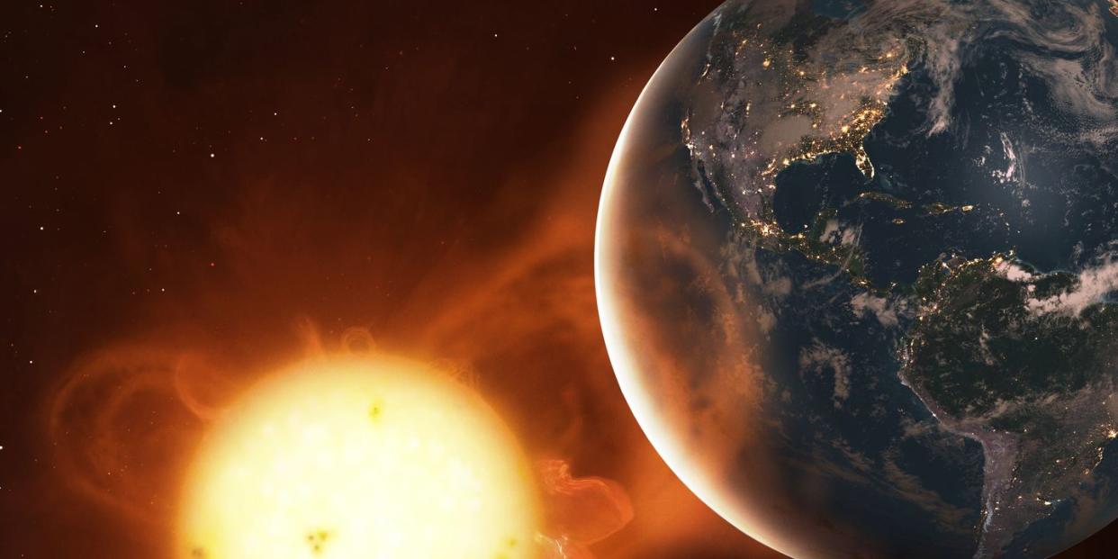 earth and coronal mass ejection, illustration