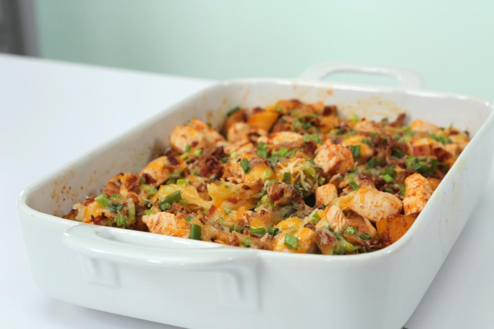 Loaded Potato and Buffalo Chicken Casserole