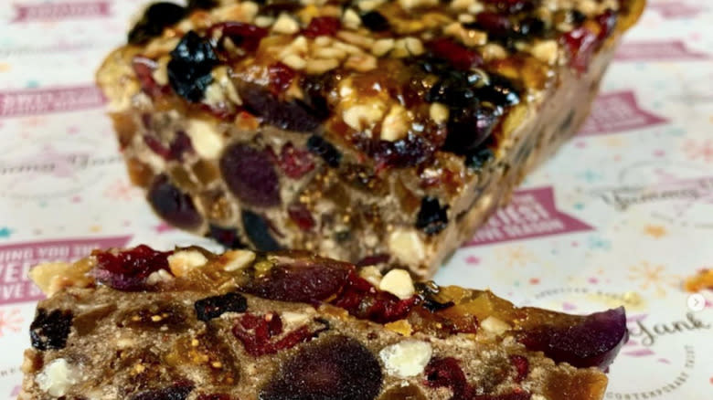 Icebox fruitcake close up