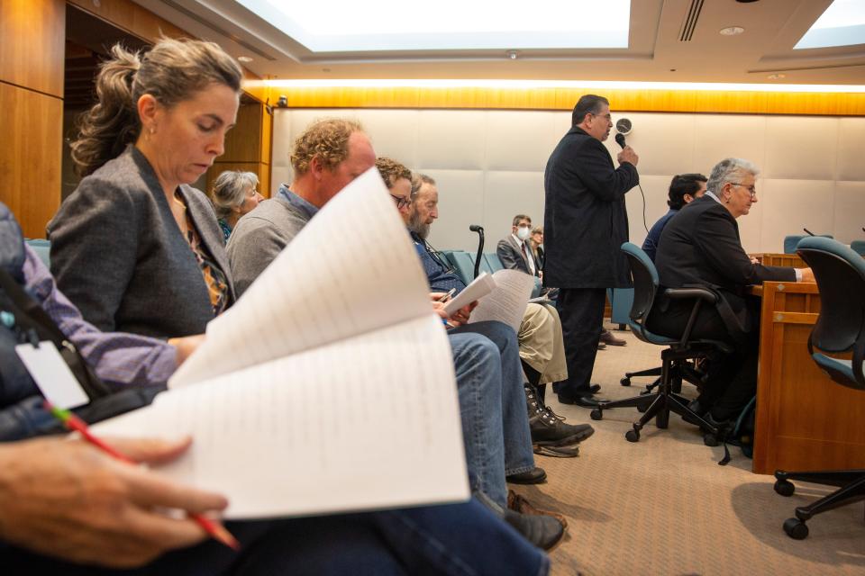 A citizen voices their supports for a senate bill in front of the Senate Conversation Committee on Tuesday, Feb. 21, 2023, at the New Mexico State Capitol building. 