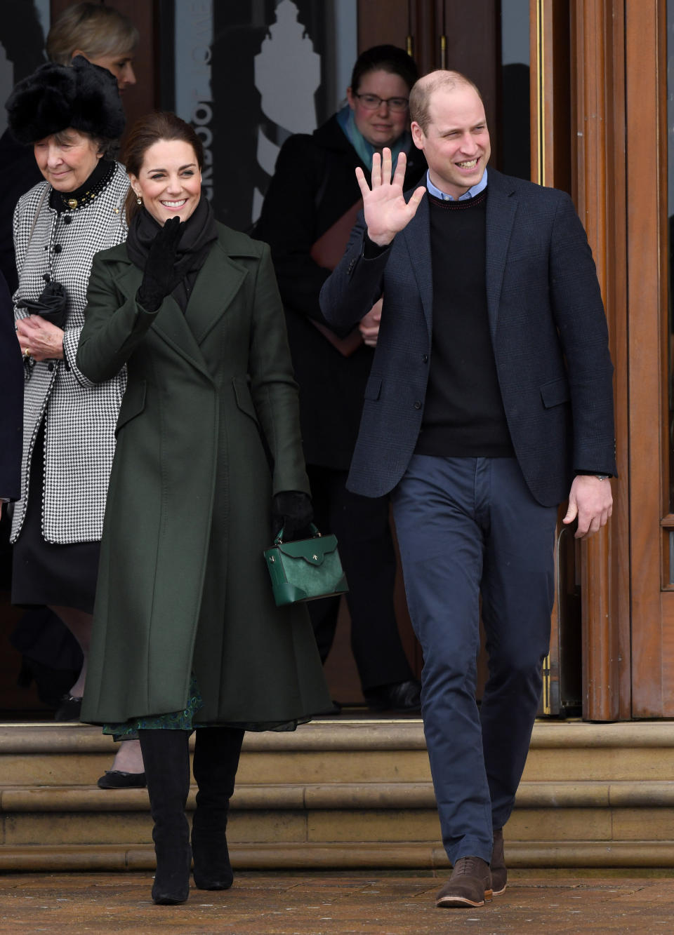 The Duke and Duchess of Cambridge depart after visiting Blackpool Tower in Blackpool, England, on March 6.