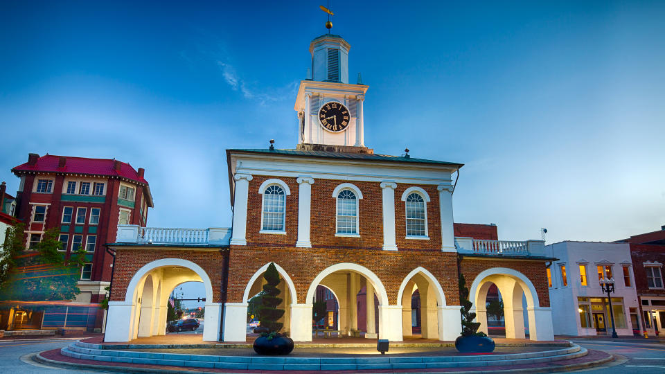 The historic Market House in downtown Fayetteville, North Carolina was built in 1838.