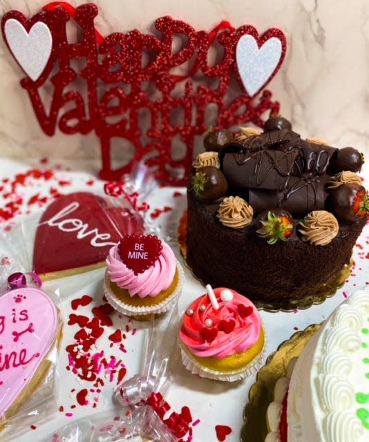 Valentine's Day cake, cookies and cupcakes at Fratelli's Pastry Shops.