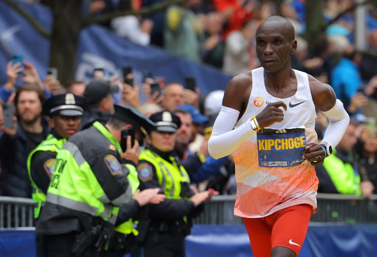 File photo: Kenya’s Eliud Kipchoge in action at the 127th Boston Marathon, Boston, Massachusetts, US, 17 April 2023 (REUTERS)