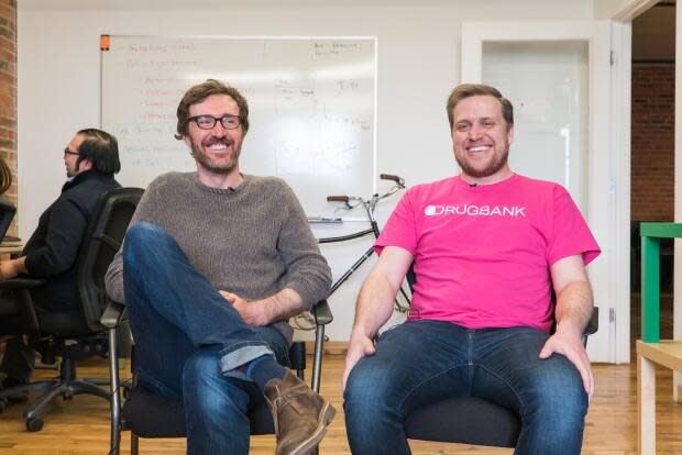 Co-founders Craig Knox and Michael Wilson started working on DrugBank when it started as a project in a University of Alberta bioinformatics lab. (Submitted by DrugBank - image credit)