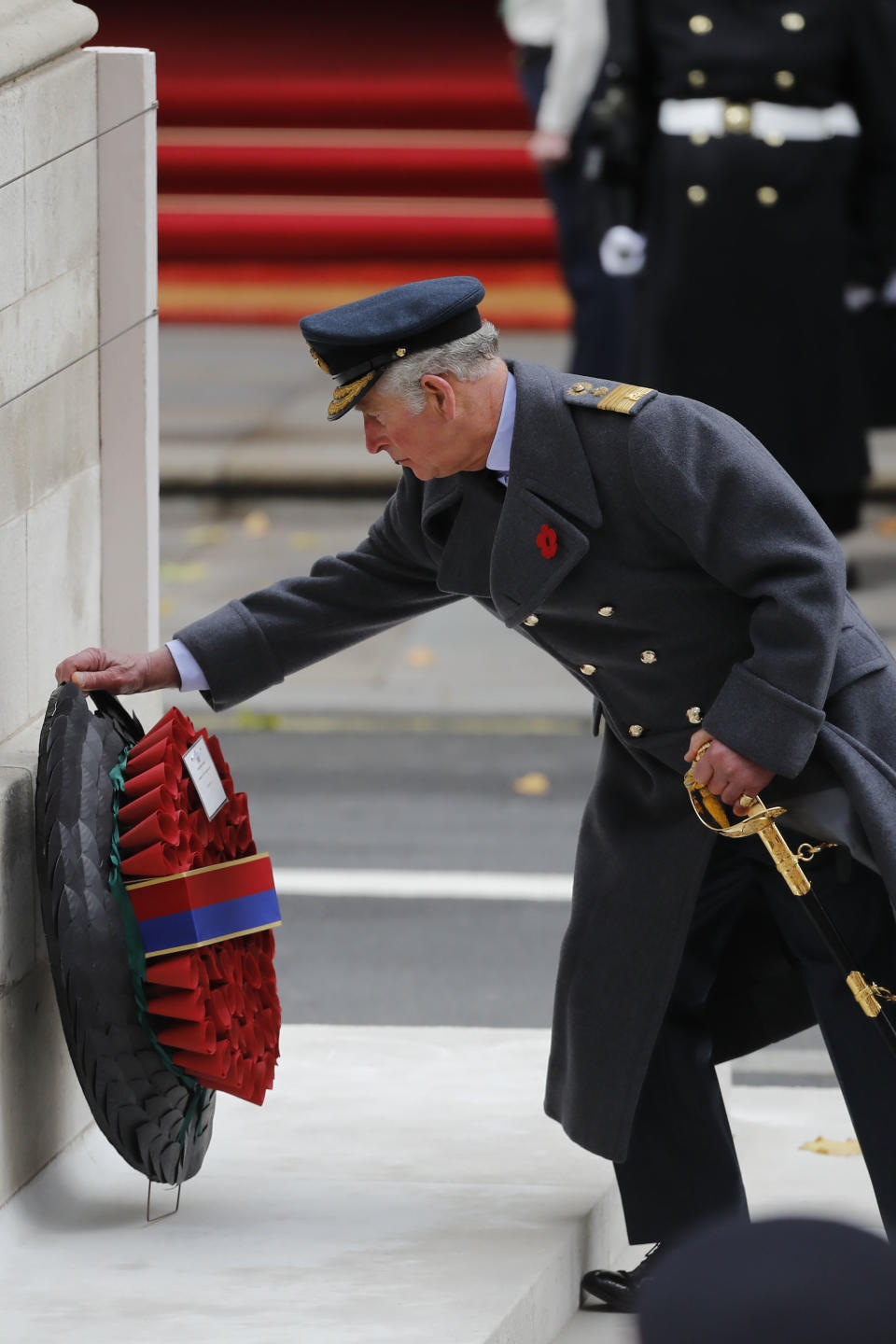 Prince Charles laid the wreath at Remembrance Day in London last year. Source: Getty