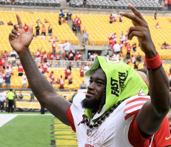 Wide receiver Brandon Aiyuk and the San Francisco 49ers will play against the Minnesota Vikings on Monday in Minneapolis. File Photo by Archie Carpenter/UPI