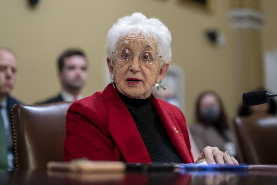 FILE - Rep. Virginia Foxx, R-N.C., chair of the House Education and the Workforce Committee, testifies before the House Rules Committee as Republicans advance the "Parents Bill of Rights Act," at the Capitol in Washington, Wednesday, March 22, 2023. (AP Photo/J. Scott Applewhite, File)