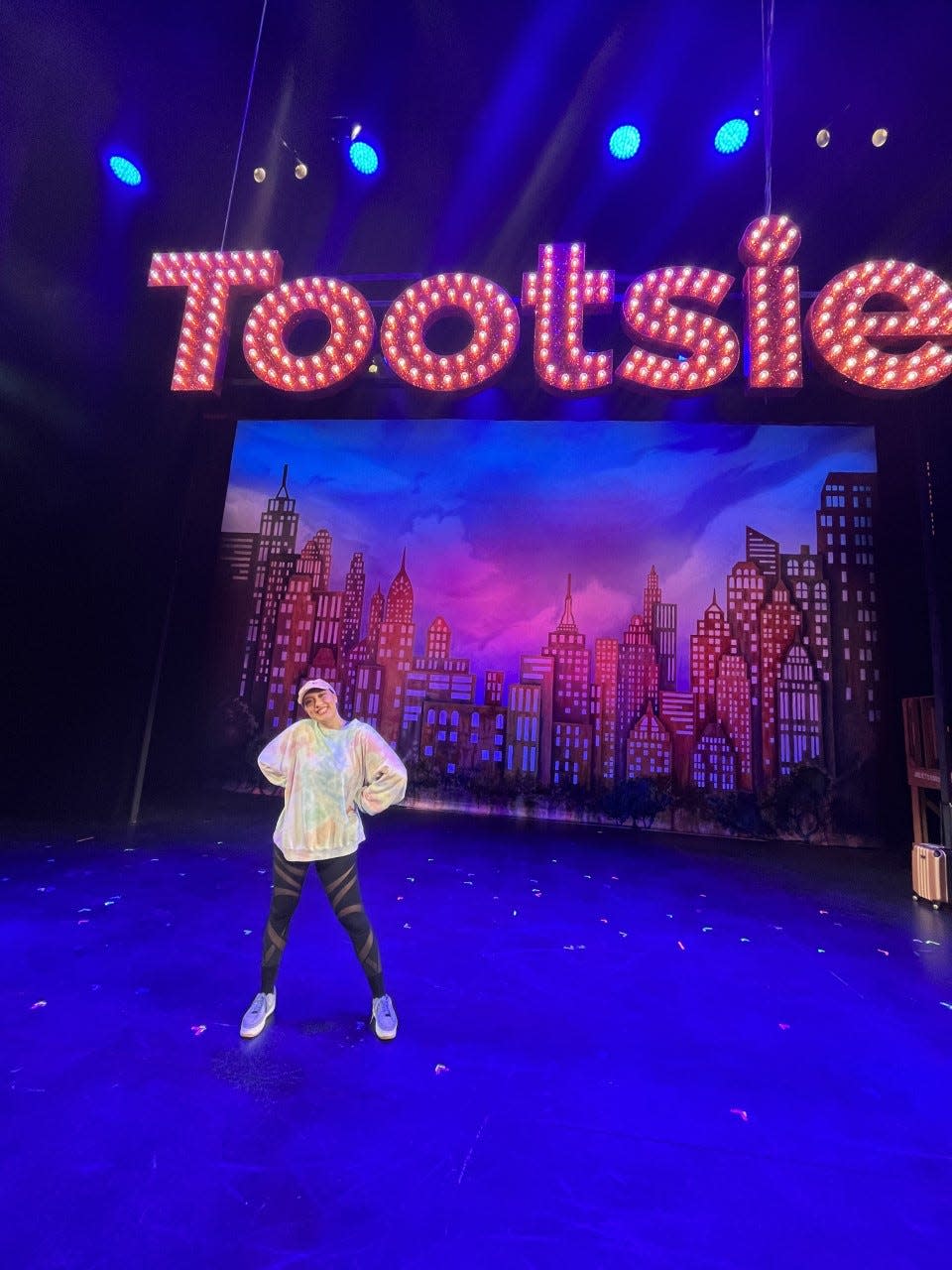 Wright State University student Arianna Schrage poses on the "Tootsie" stage for the national tour, coming to Akron Nov. 29 and 30.