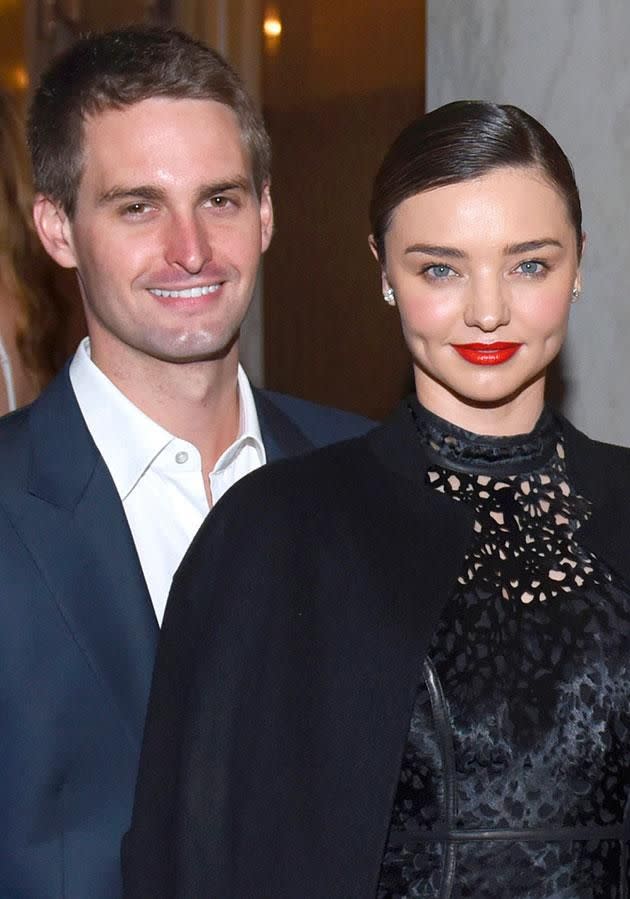 Miranda is engaged to Snapchat founder Evan. Source: Getty