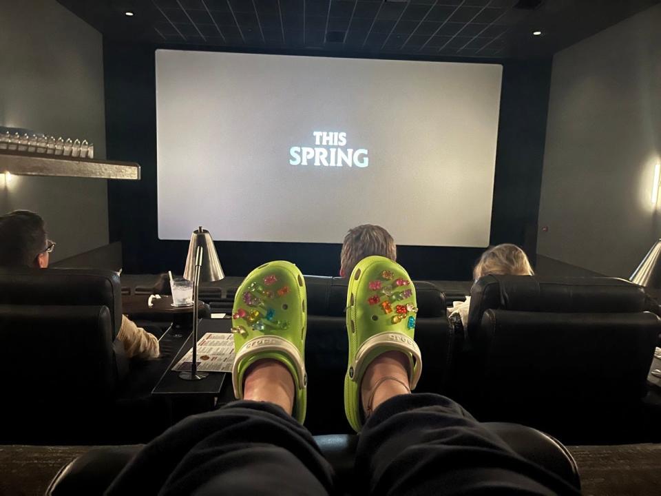 Author's feet up at Cinépolis