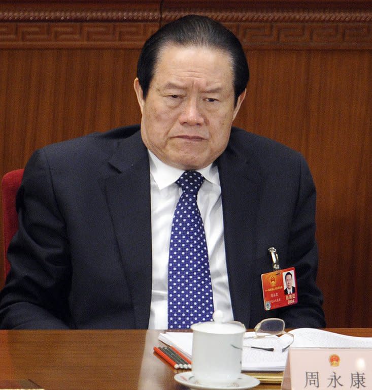 Zhou Yongkang, pictured on the Standing Committee of the Political Bureau of CPC, on March 5, 2012. Zhou is also facing a corruption inquiry, according to the South China Morning Post newspaper