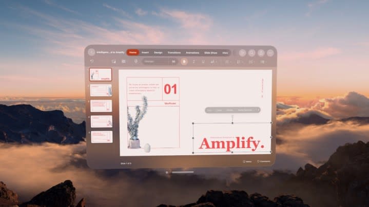 Microsoft PowerPoint on Vision Pro.
