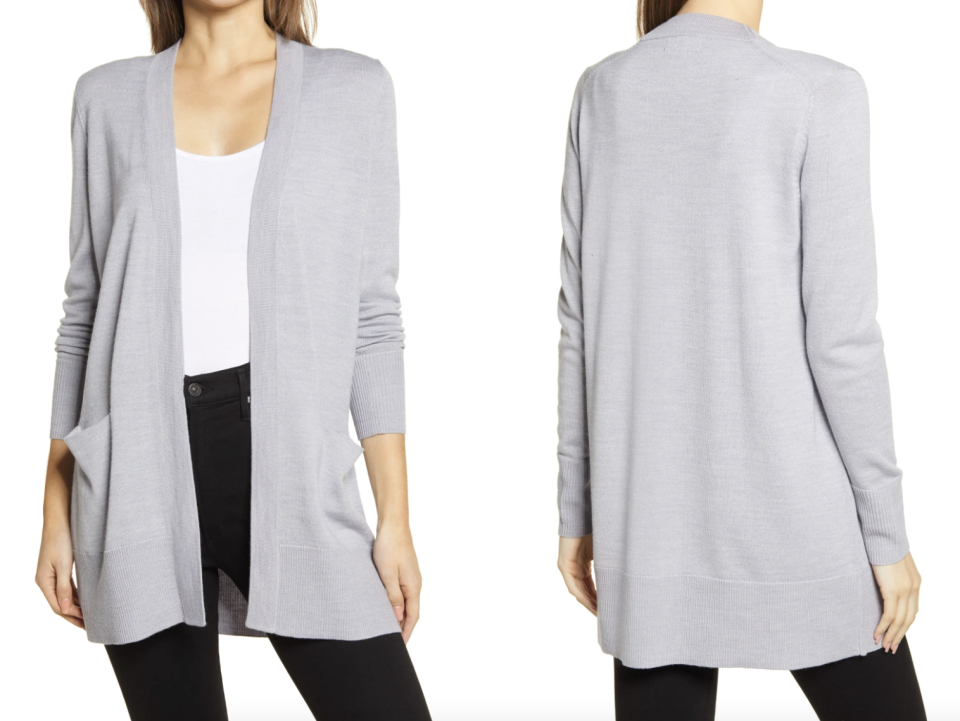 Nordstrom Everyday Open Front Cardigan in Grey Heather (Photo via Nordstrom)