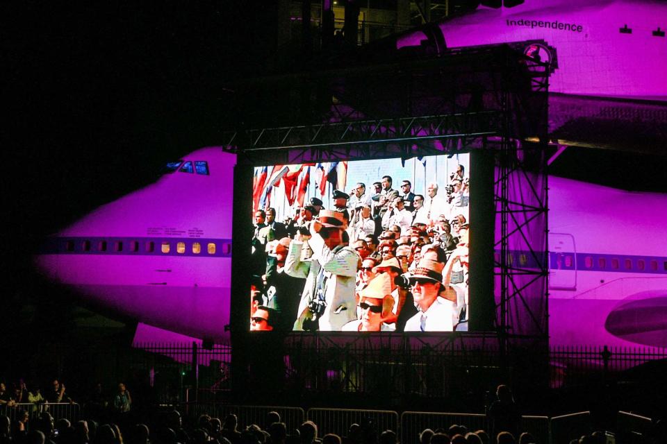 Video footage of people watching the original Apollo 11 mission blast off (AFP/Getty Images)