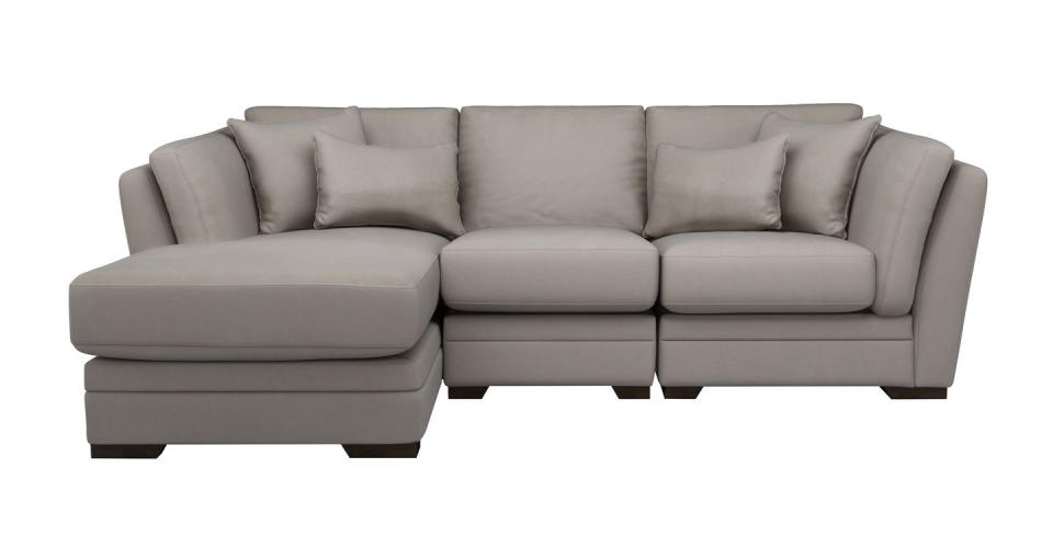 <p>Laid back and luxurious, this oversized sofa with super-comfy pillow-back cushions would be an elegant addition to any modern living space. Available in nine velvet colours and six fabric colour combinations.</p><p><a class="link " href="https://www.dfs.co.uk/long-beach/lbc16flbc" rel="nofollow noopener" target="_blank" data-ylk="slk:SHOP NOW;elm:context_link;itc:0;sec:content-canvas">SHOP NOW</a></p><p><strong>Style Tip: </strong>A chaise end makes best use of available space, taking up less room than a sofa and chair combination while providing the same amount of seating.</p>