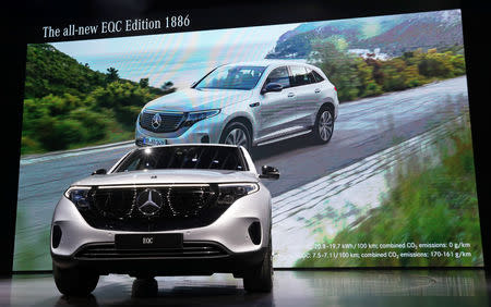 FILE PHOTO: The 2020 Mercedes-Benz GLC EQC is revealed at the 2019 New York International Auto Show in New York City, New York, U.S, April 17, 2019. REUTERS/Shannon Stapleton/File Photo