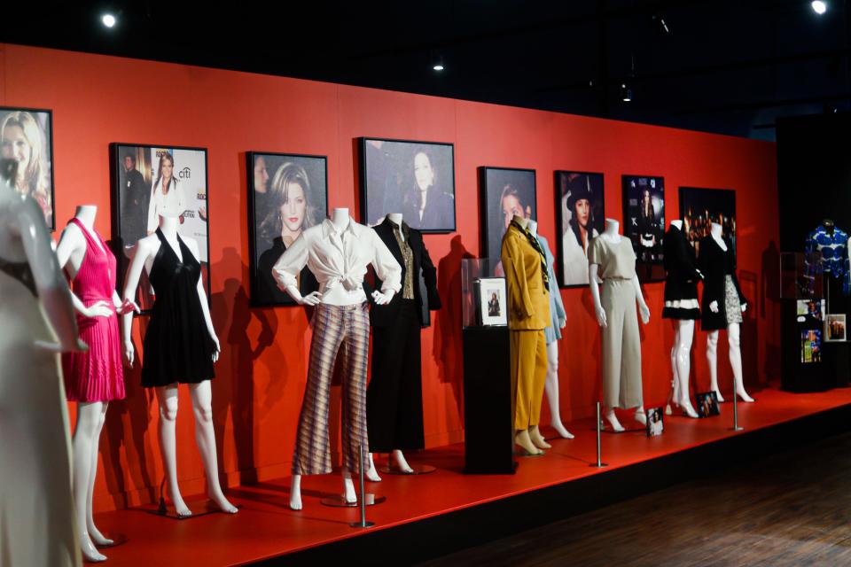 Lisa Marie Presley’s clothing is displayed in the newly expanded "Lisa Marie: Growing Up Presley" exhibit at Graceland in Memphis on Wednesday, Jan. 31, 2024. The exhibit opens Feb. 1, 2024, which would have been Presley's 56th birthday.