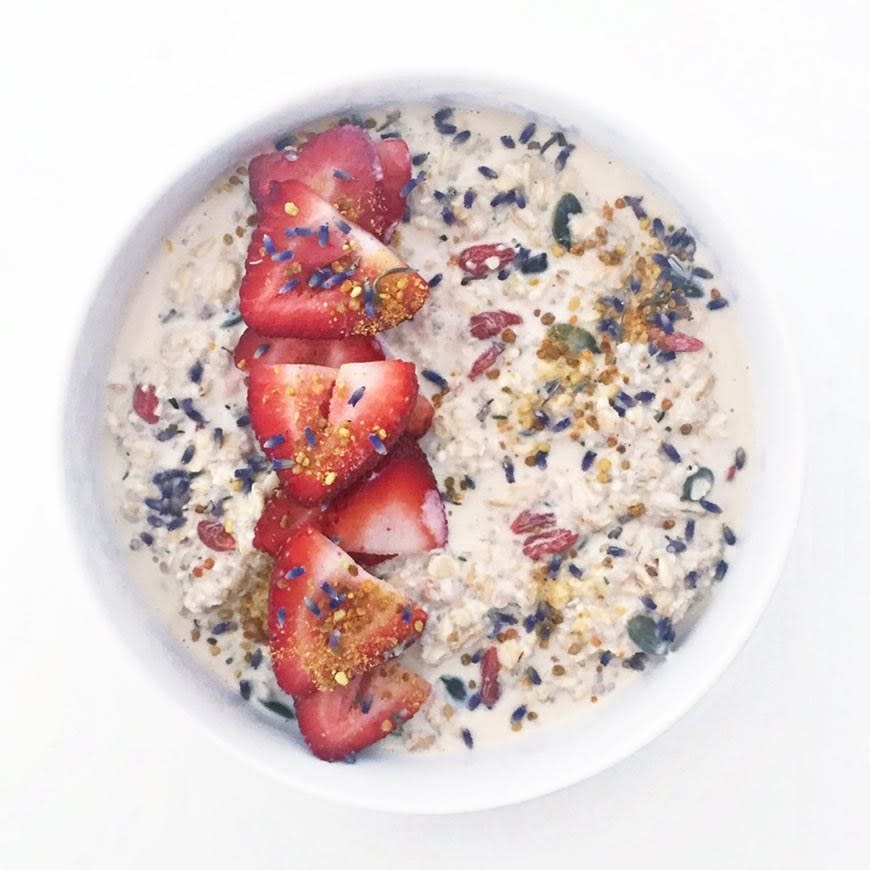 Soaked Oats with Lavender-Date Almond Milk from Clean Food Dirty City