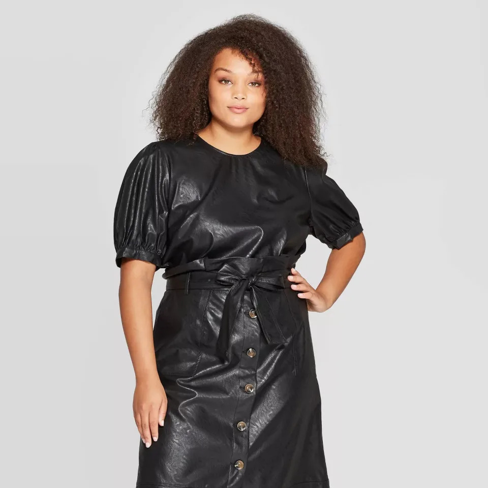 This fresh, faux-leather look pops for day or night; the high-volume sleeves are the ultimate cool-girl touch. (Photo: Target)