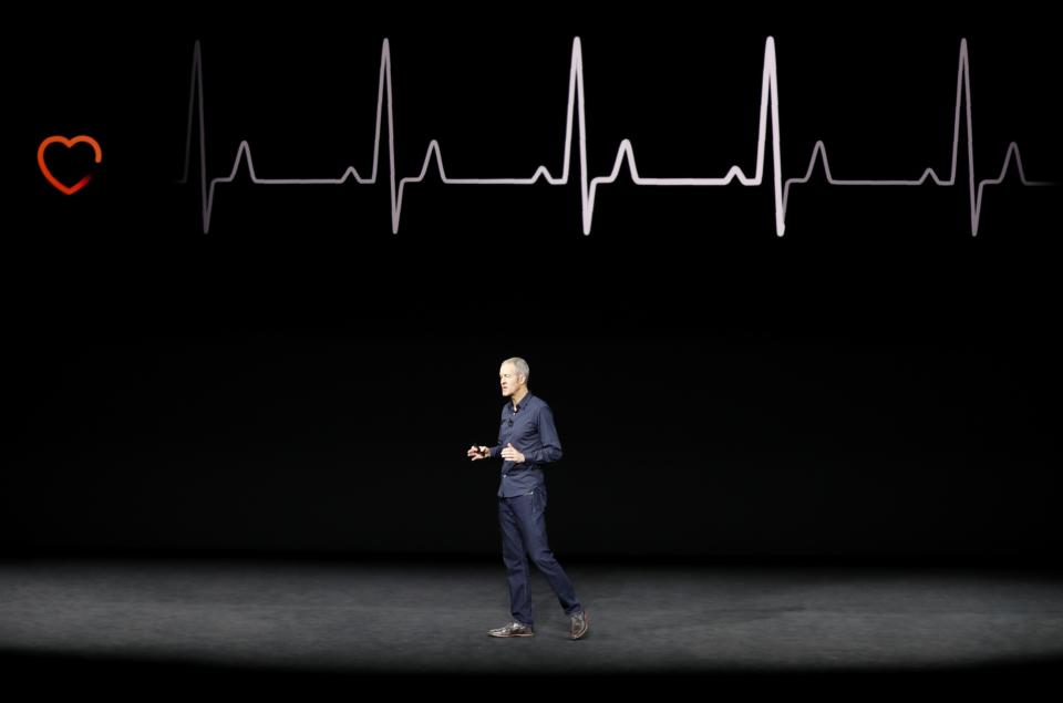 <p>Apple is partnering with Stanford to collect information about the heart rates of Apple Watch wearers. The watch will also notify the wearer if their heart rate is outside their typical resting zone when they don’t seem to be doing any physical activity. REUTERS/Stephen Lam </p>